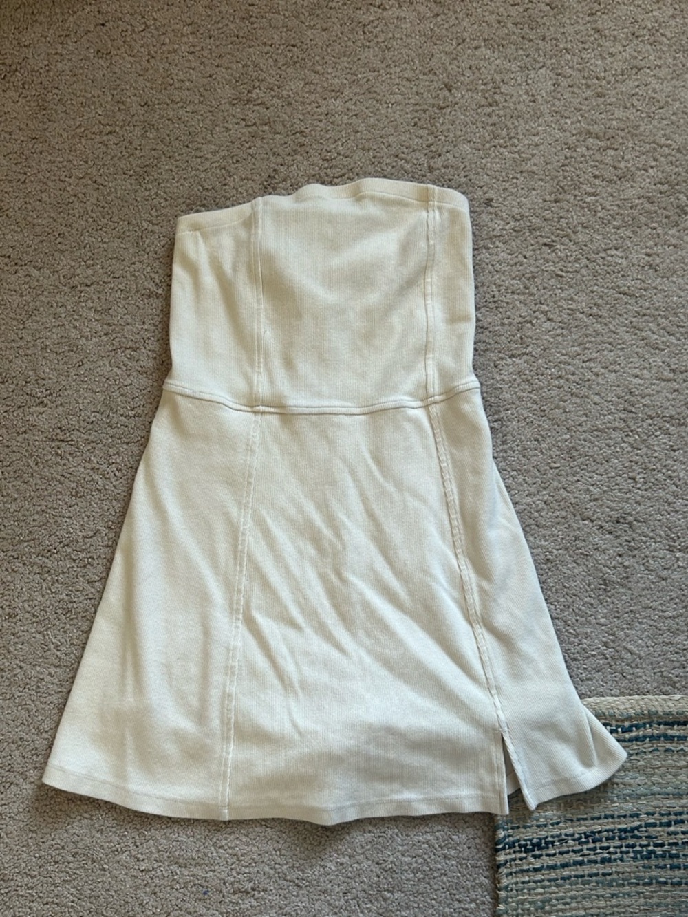 American Eagle Outfitters Cream Strapless A-Line Dress (with shorts underneath)